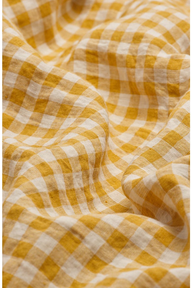 Gingham Linen Duvet Cover, Alternate, color, HONEY