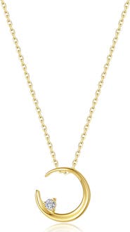 Lafonn Simulated Diamond Crescent Moon Pendant Necklace