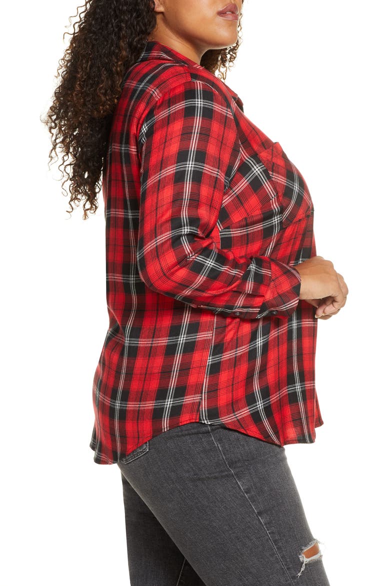 New Generation Plaid Boyfriend Shirt, Alternate, color, PARTY RED PLAID