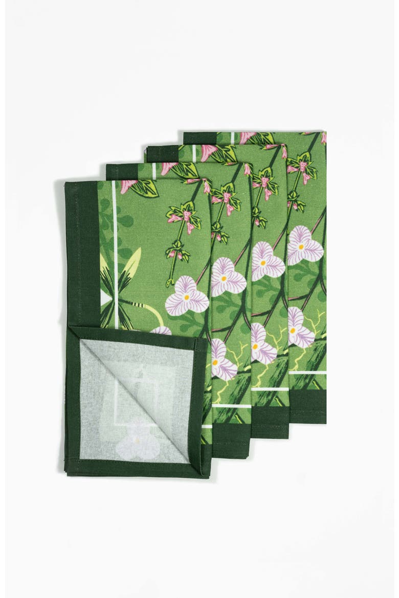 Garden Reverie Cocktail Napkins, Main, color, Green