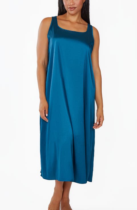 Minimalist Satin Ballet-Length Sleep Gown (Plus Size)