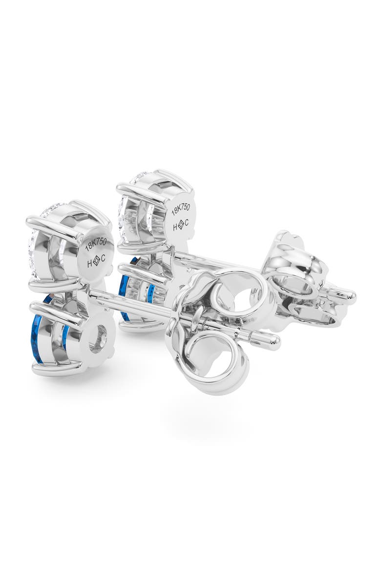 Lab Grown Diamond & Sapphire Earrings, Alternate, color, WHITE GOLD/ SAPPHIRE