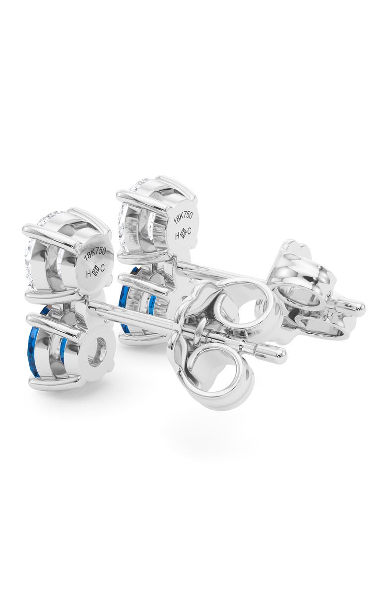 HauteCarat Lab Grown Diamond & Sapphire Earrings, Alternate, color, White Gold/ Sapphire