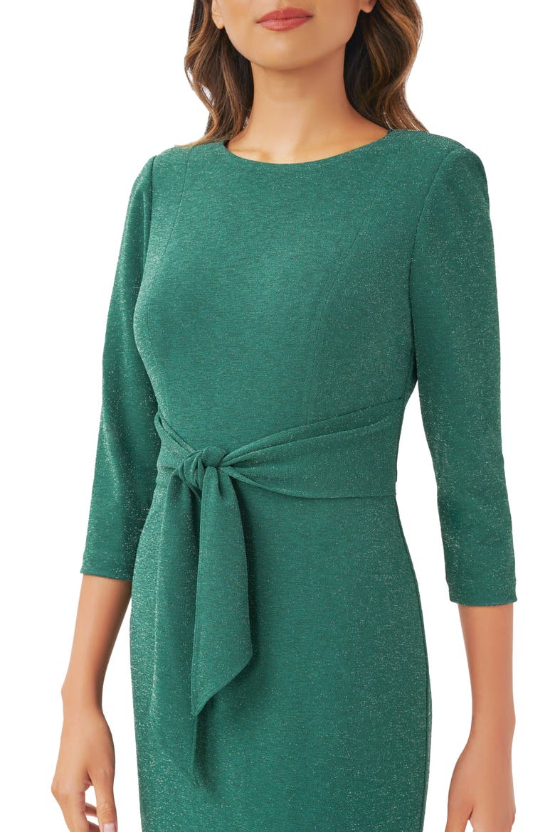 Metallic Knit Tie Front Dress, Alternate, color, HUNTER