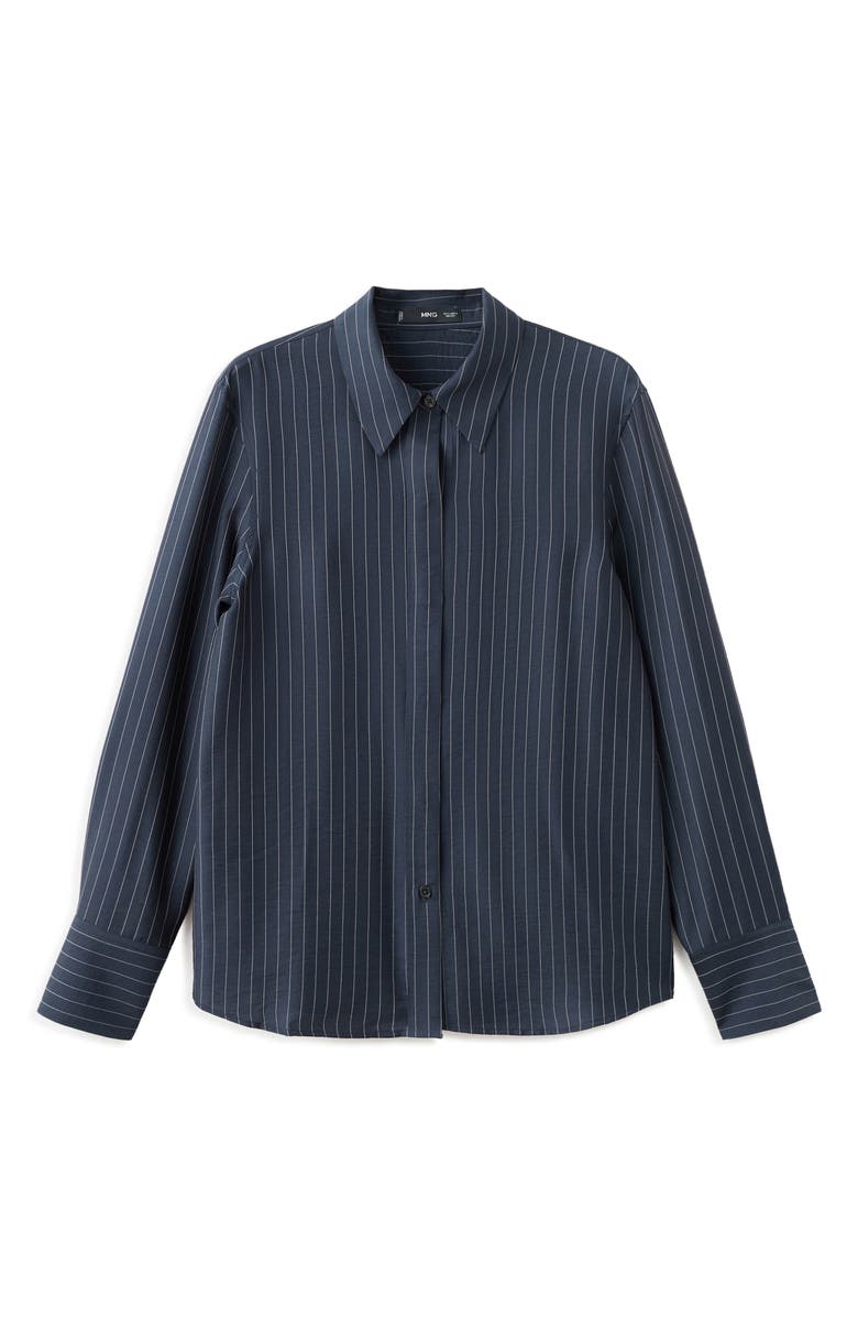 MANGO Pinstripe Button-Up Shirt, Alternate, color, 