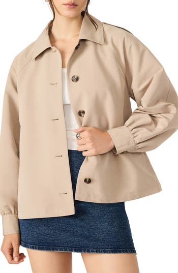 Steve Madden Flared Short Trench Coat In Brown