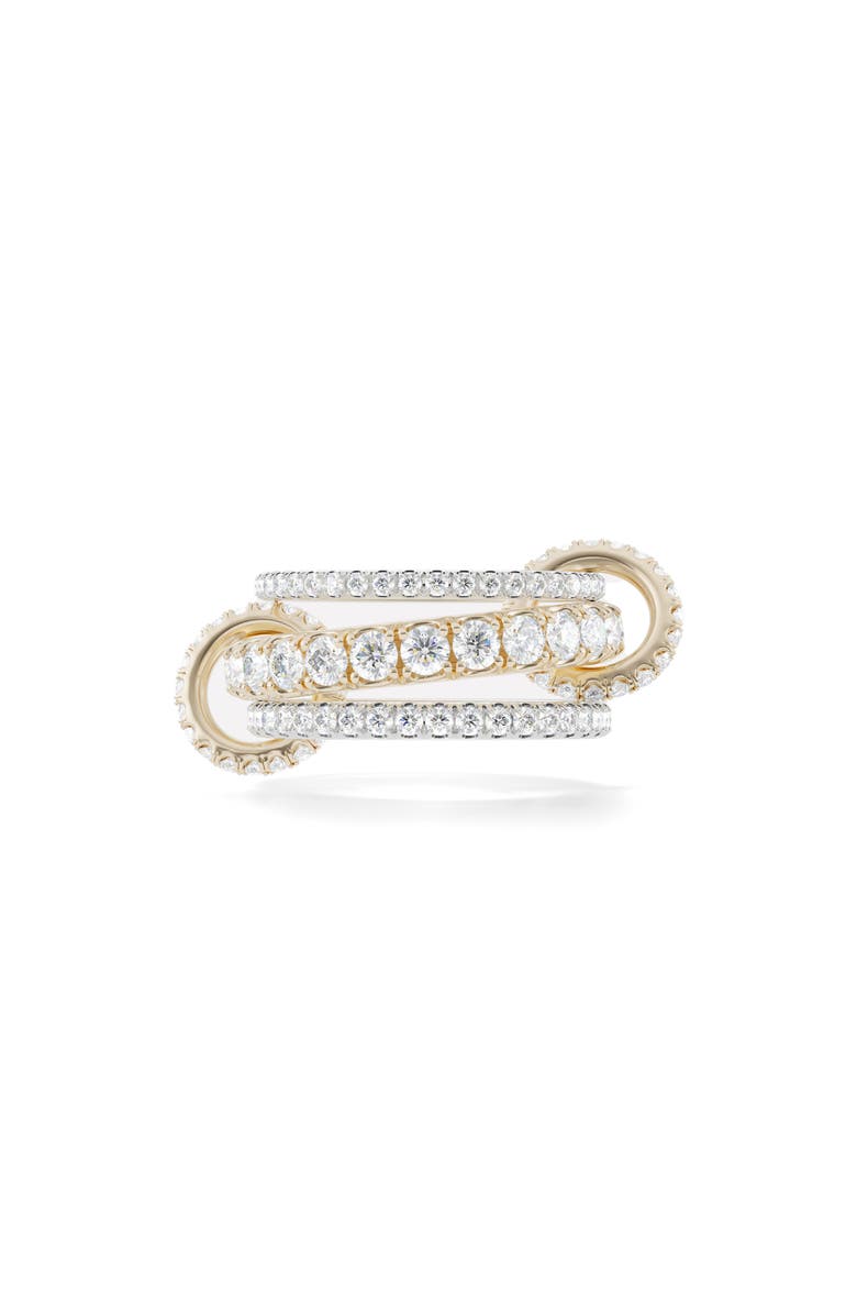 Spinelli Kilcollin Junia Diamond Pavé Linked Stack Ring, Main, color, 18K Yellow Gold/ White Gold