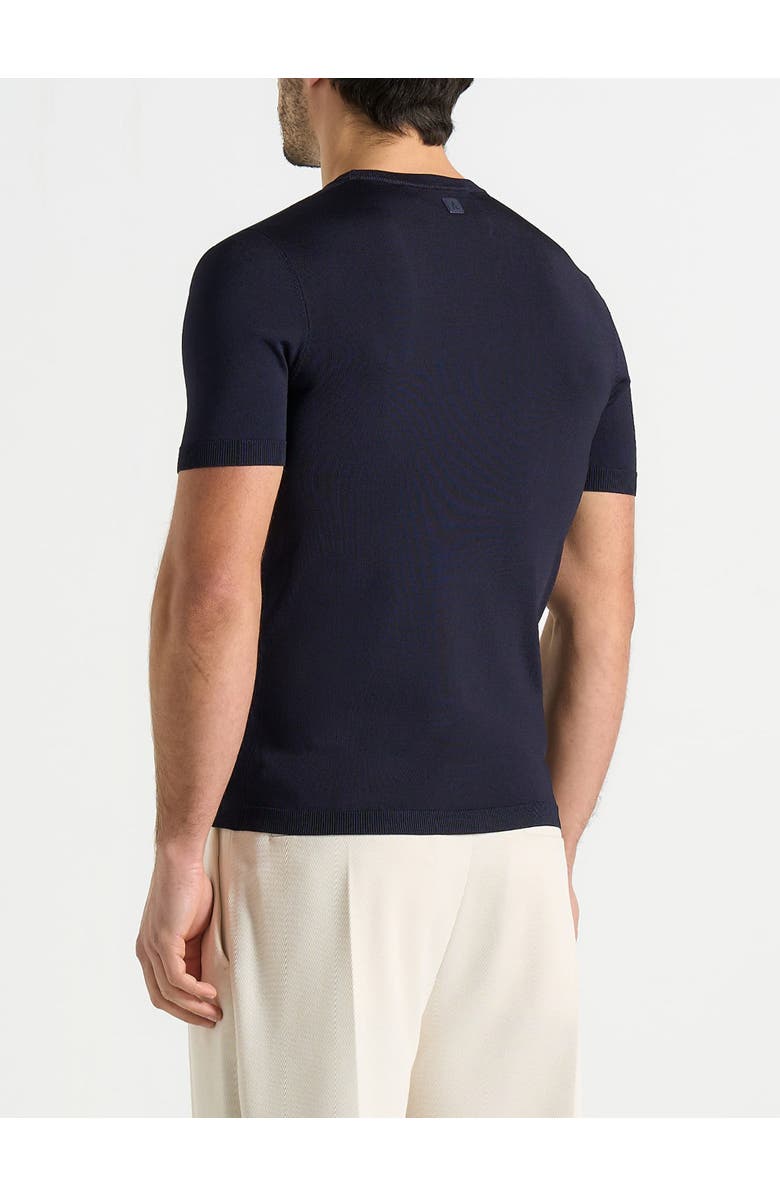 Manière De Voir Ellis Luxe Knitted T-Shirt, Alternate, color, Navy