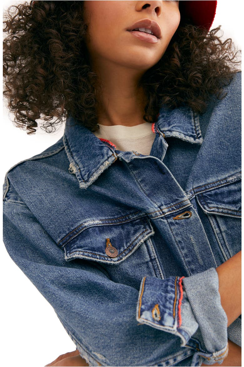 Ramona Denim Trucker Jacket, Alternate, color, INDIGO BLUE