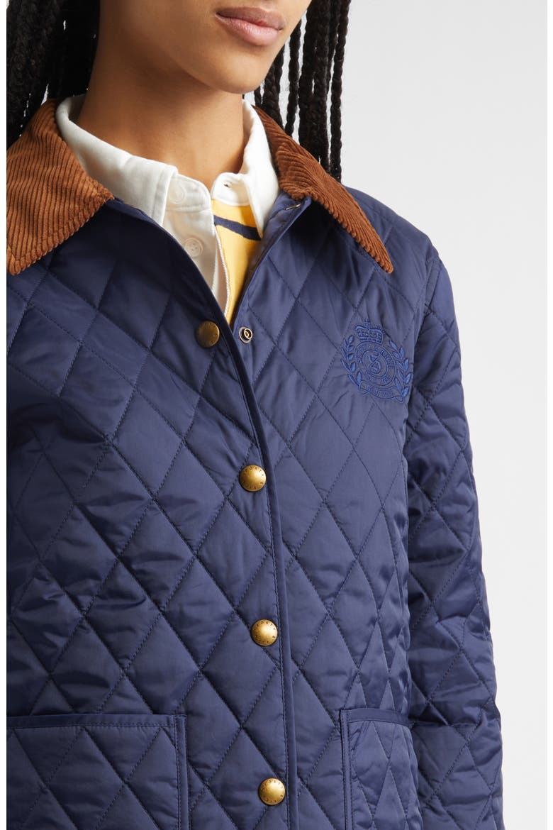 Logo Crest Quilted Nylon Jacket, Alternate, color, DARK NAVY