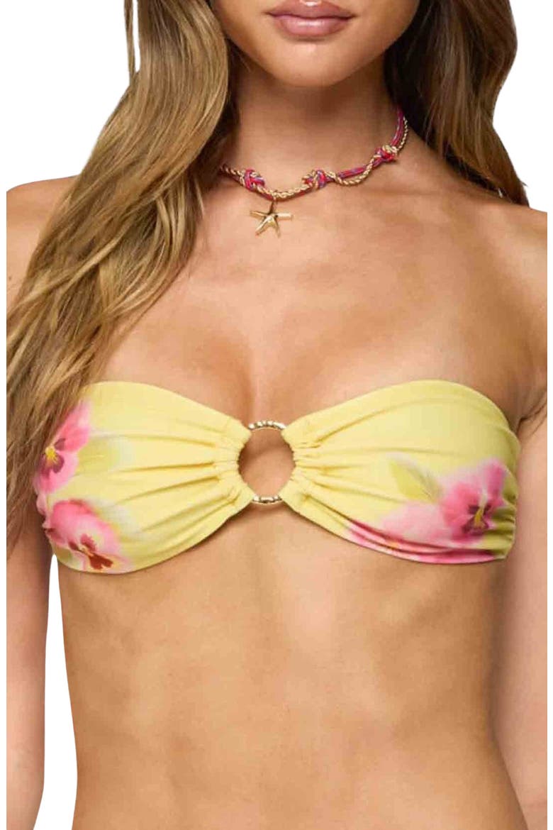 Miley Floral Bandeau Bikini Top, Main, color, YELLOW