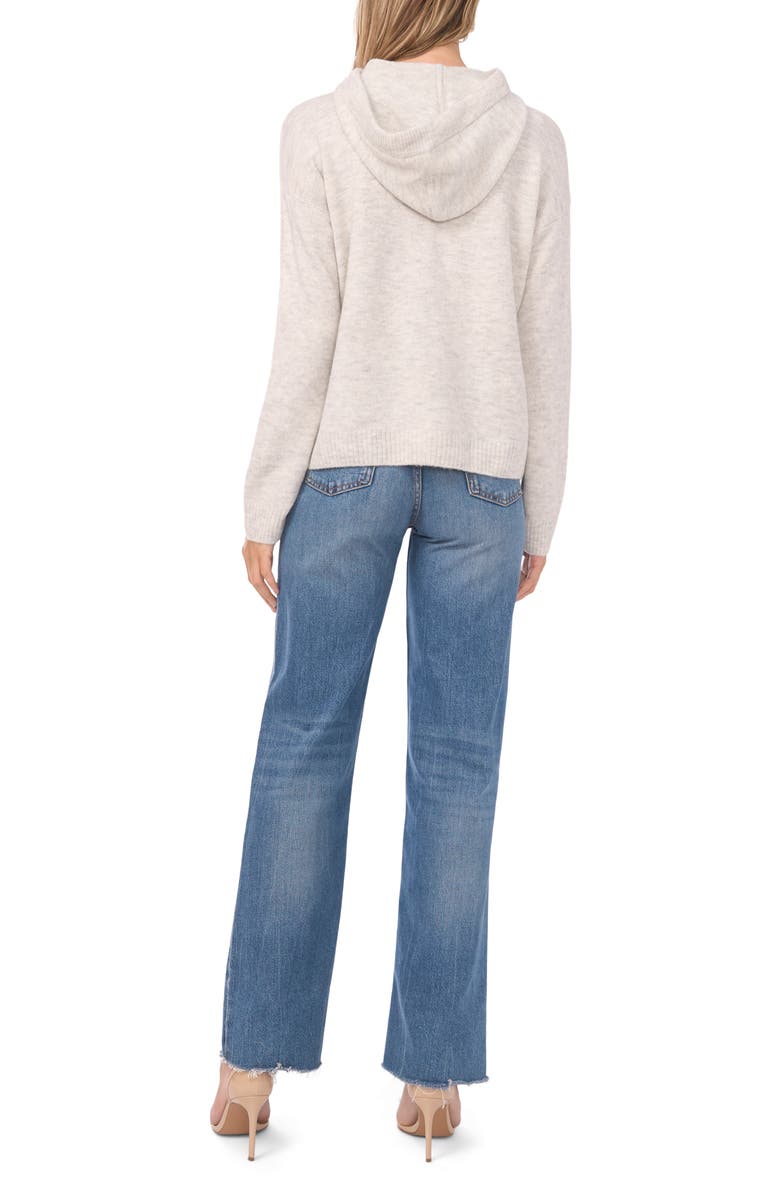 Vince Camuto Intarsia Heart Sweater Hoodie, Alternate, color, Silver Heather