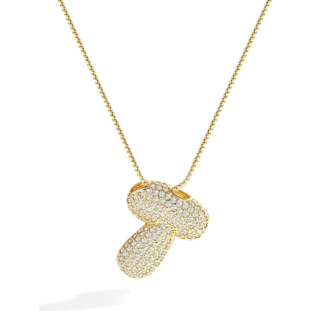 Mint & Lily Pave Bubble Initial Necklace In Gold