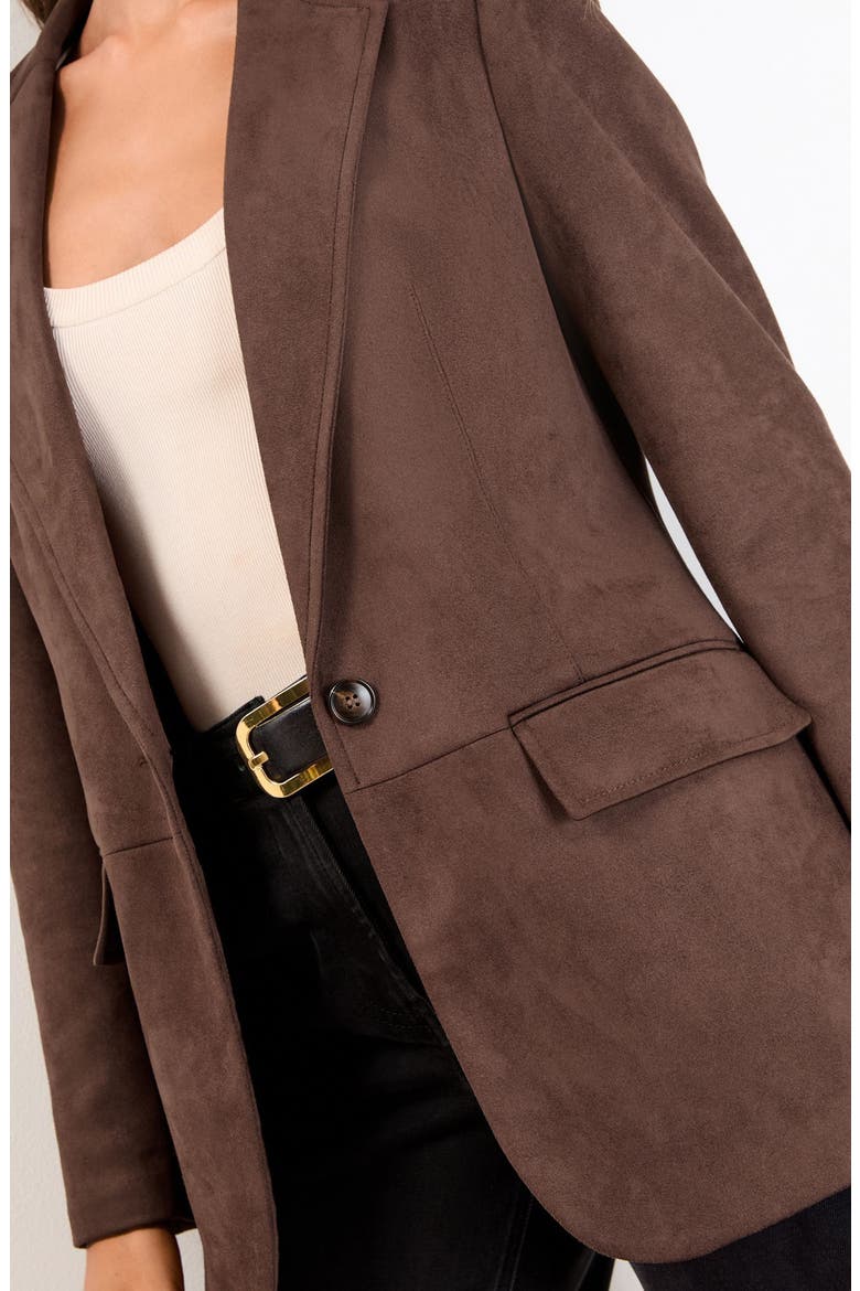 Faux Suede Blazer, Alternate, color, BROWN