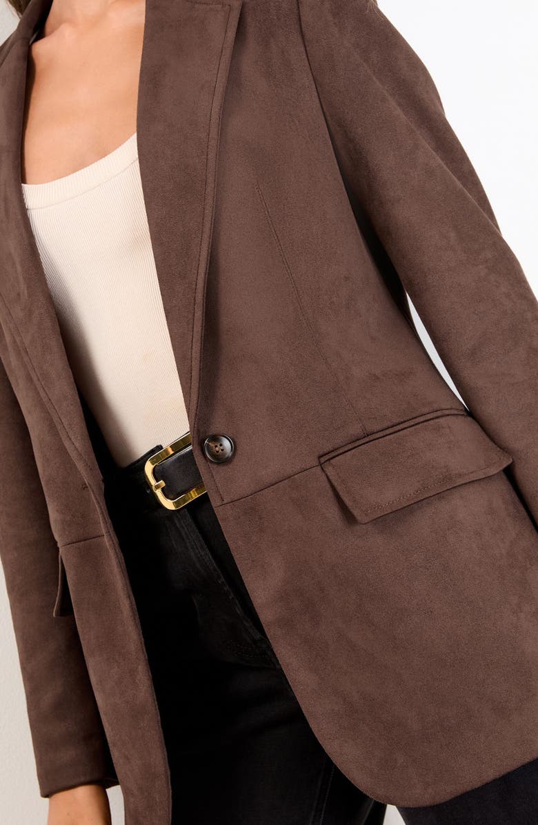 Lipsy Faux Suede Blazer, Alternate, color, Brown