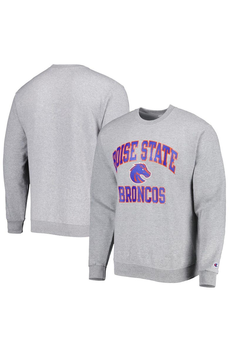 Champion Men's Champion Heather Gray Boise State Broncos High Motor Pullover Sweatshirt, Main, color, 