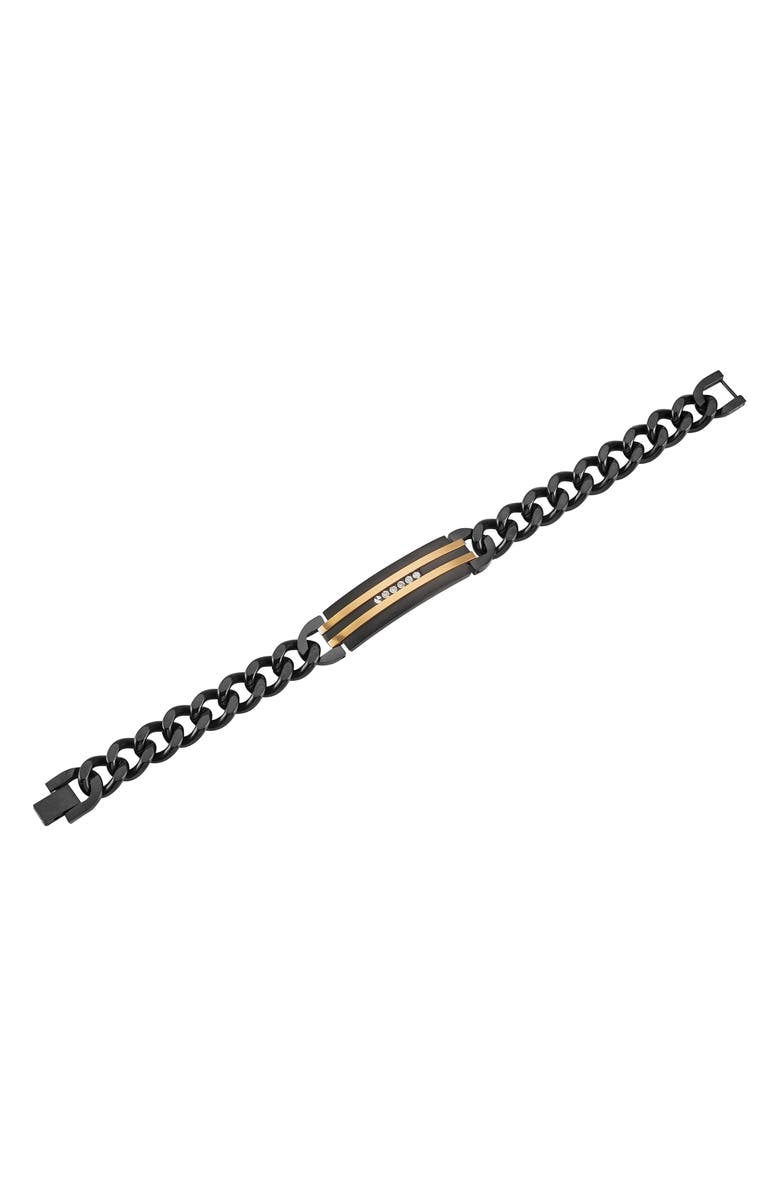 AMERICAN EXCHANGE Men's Goldtone Plated Stainless Steel Diamond Cross Necklace & Bracelet 2-Piece Set - 0.1 ctw., Alternate, color, 