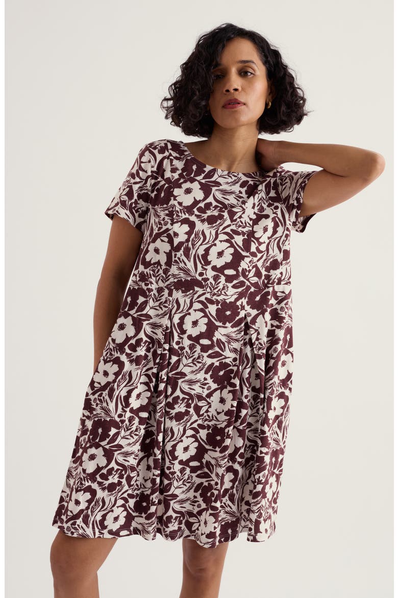 Witch Hazel Floral Pleated Skirt Dress, Alternate, color, SUMMER SHADOWS CACAO