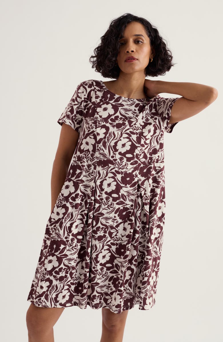 Seasalt Cornwall Witch Hazel Floral Pleated Skirt Dress, Alternate, color, Summer Shadows Cacao