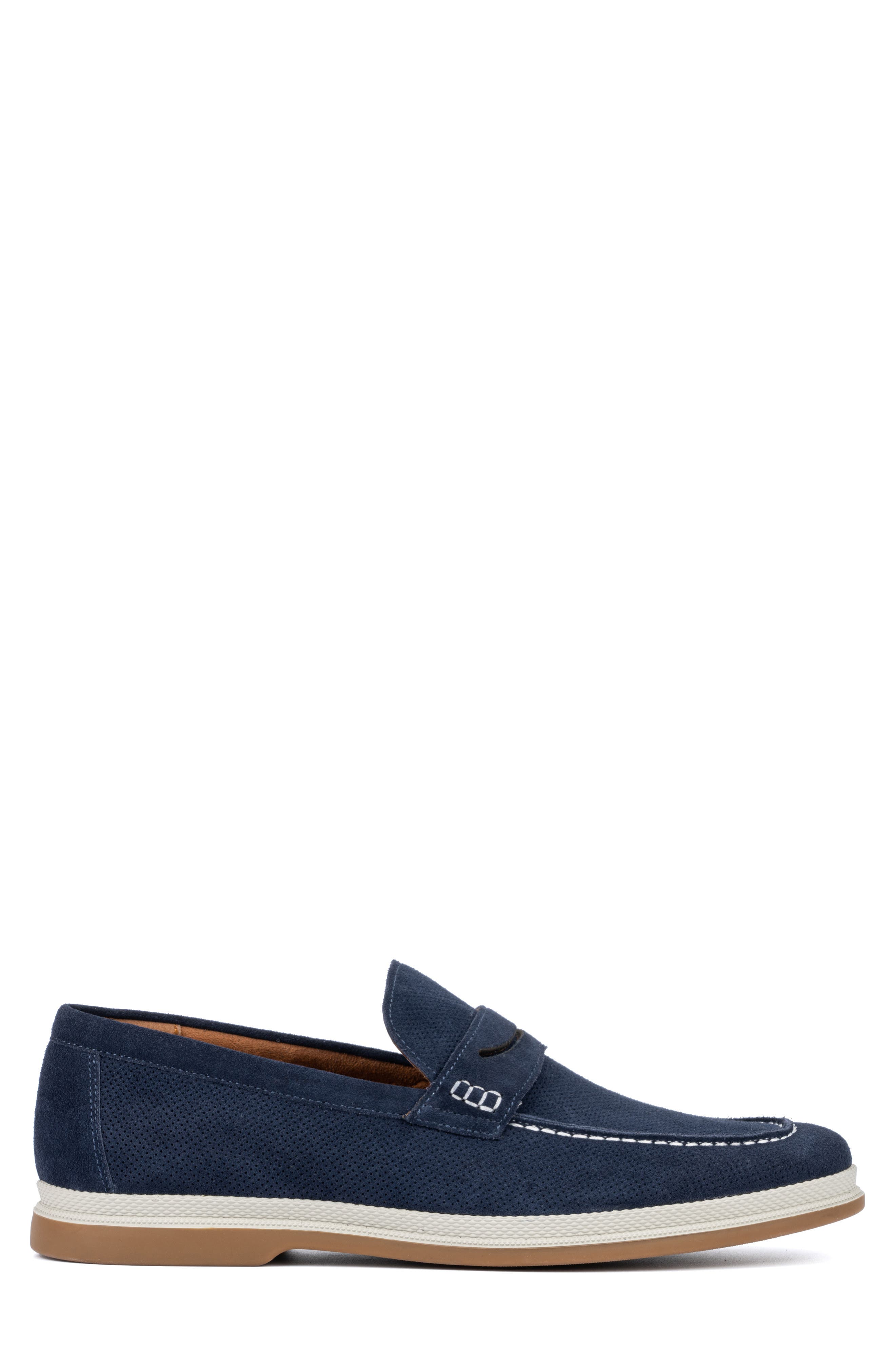 Menaham Perforated Leather Loafer, Alternate, color, NAVY