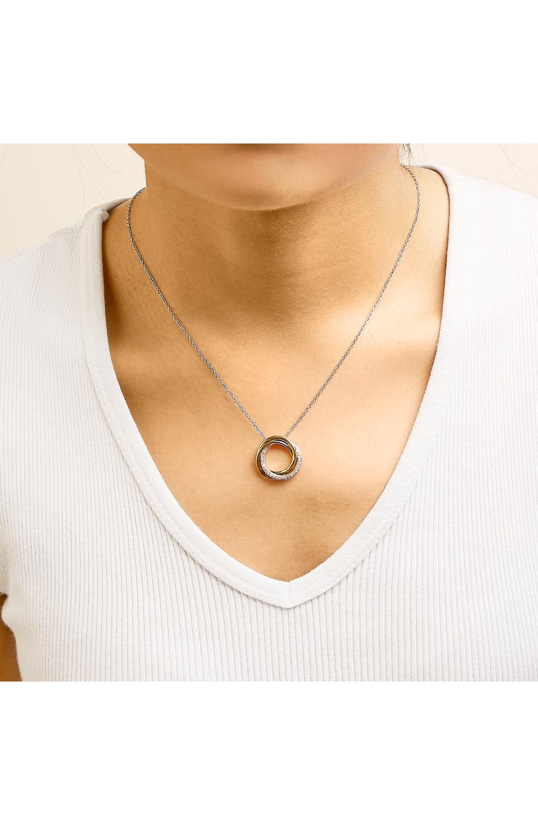 Haus of Brilliance Tri Tone Sterling Silver 1/5 Cttw Diamond Interlocking Circle Pendant Necklace, Alternate, color, Silver