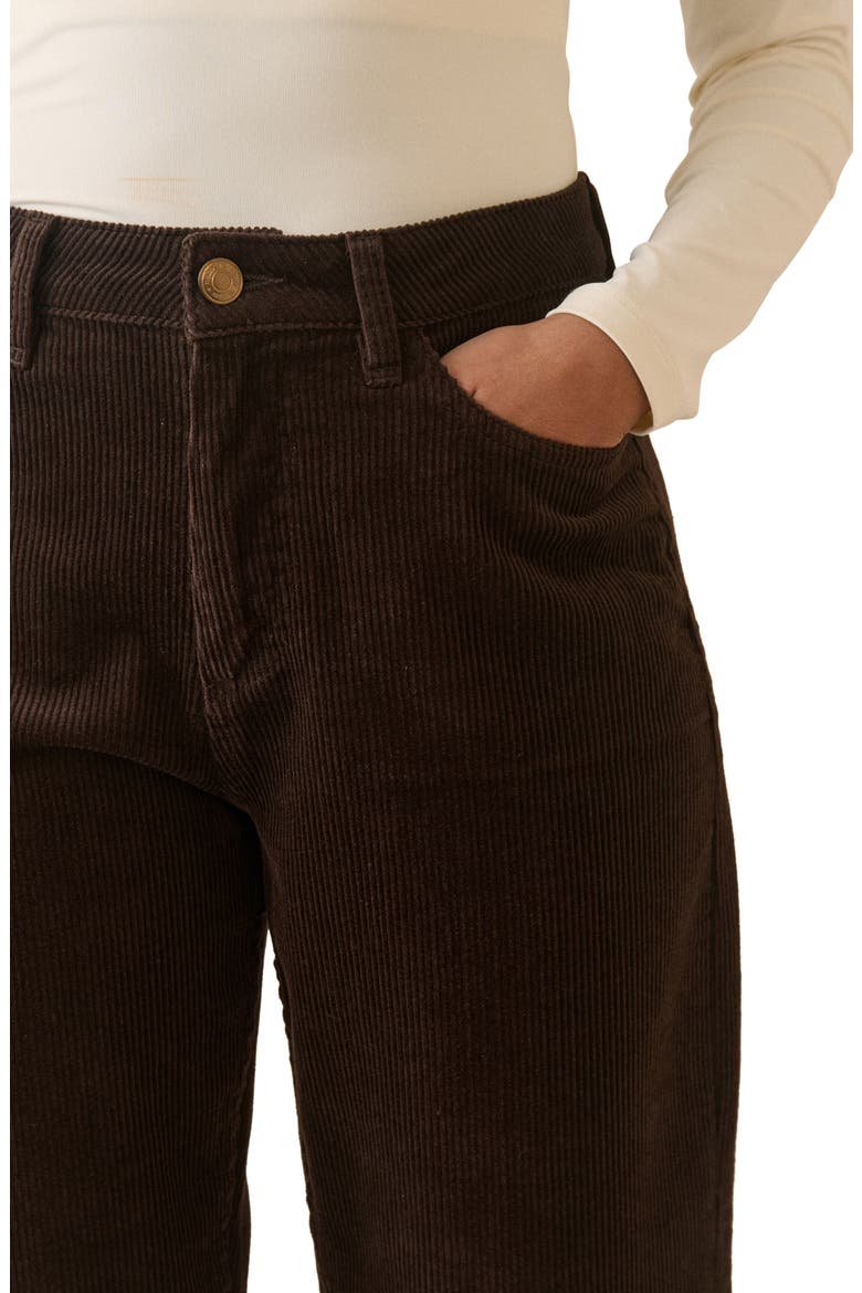 Seamed Corduroy Barrel Leg Pants, Alternate, color, BROWN