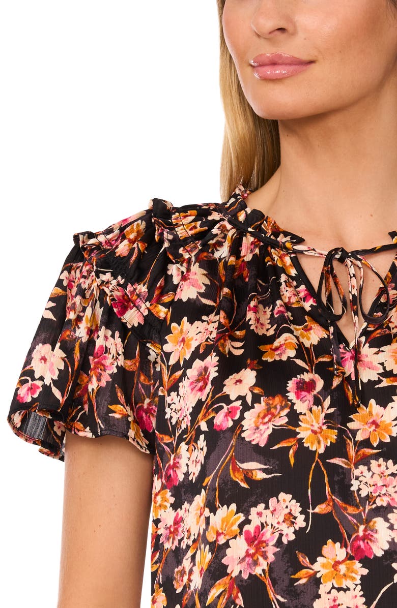 CeCe Floral Flutter Sleeve Top, Alternate, color,