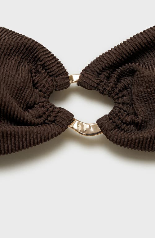 Mango Rib Bandeau Bikini Top In Brown