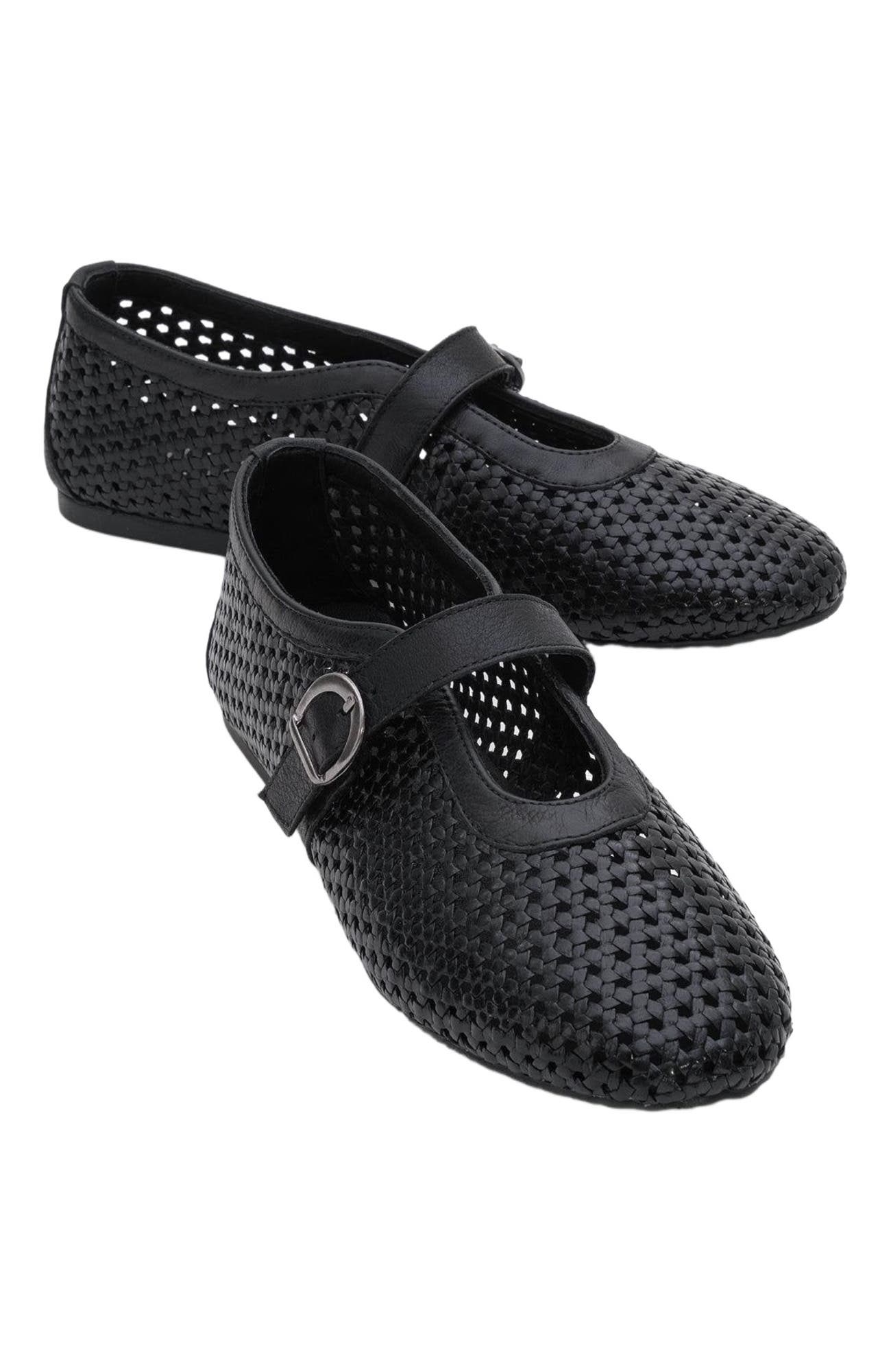 Forever & Always Shoes MIRELLA Braided Leather Ballet Flats, Alternate, color, Black Leather