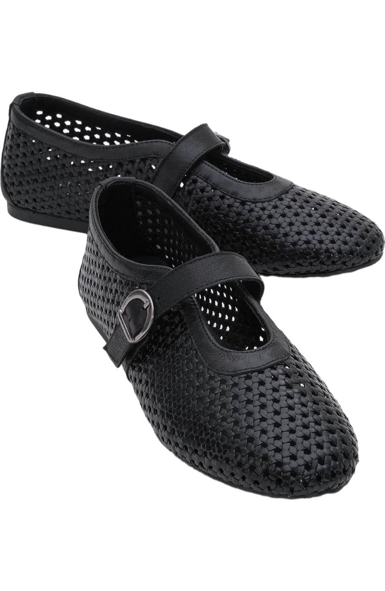 Forever & Always Shoes MIRELLA Braided Leather Ballet Flats, Alternate, color, Black Leather