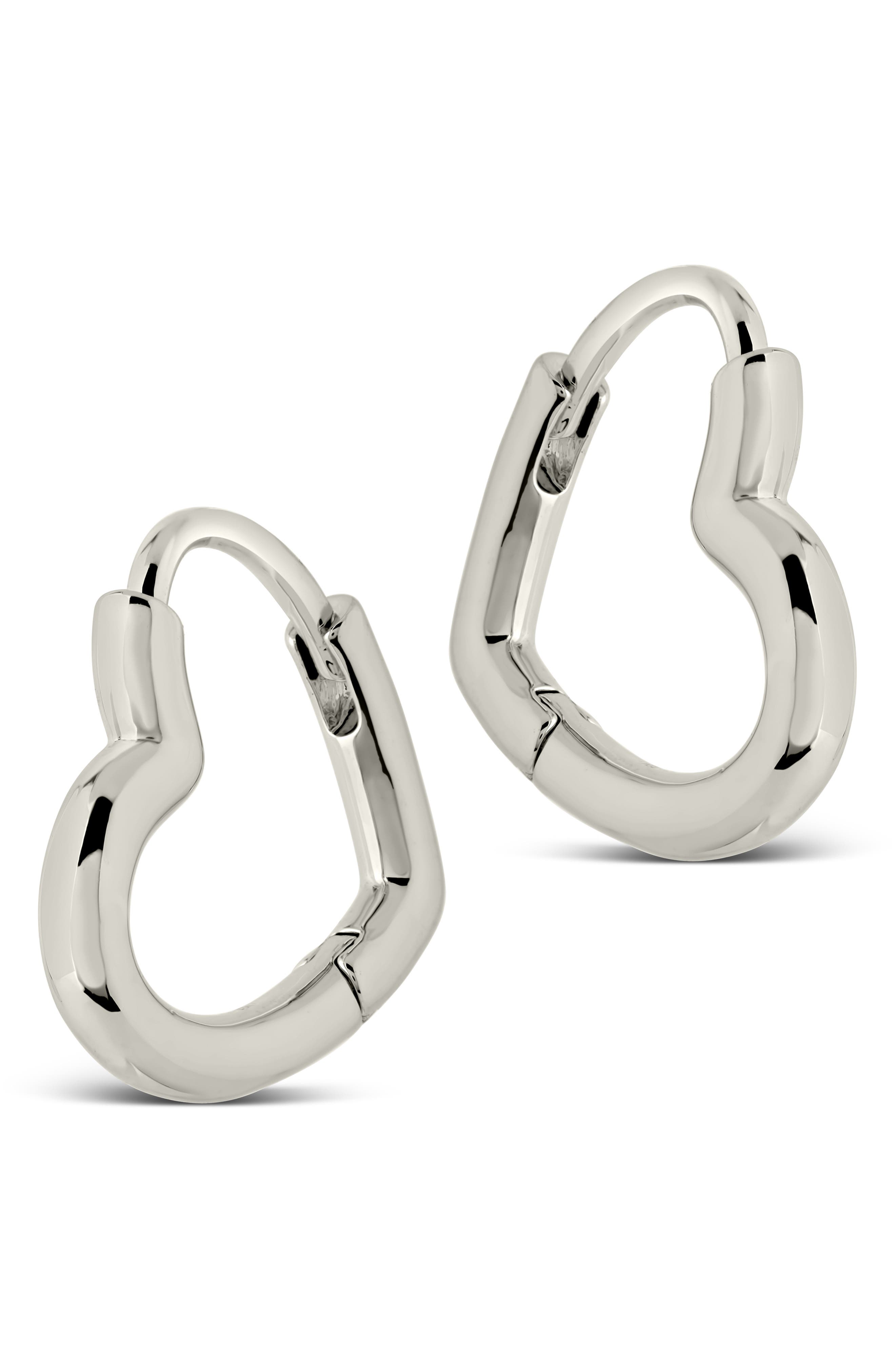 Sterling Forever Elle Heart Hoop Earrings