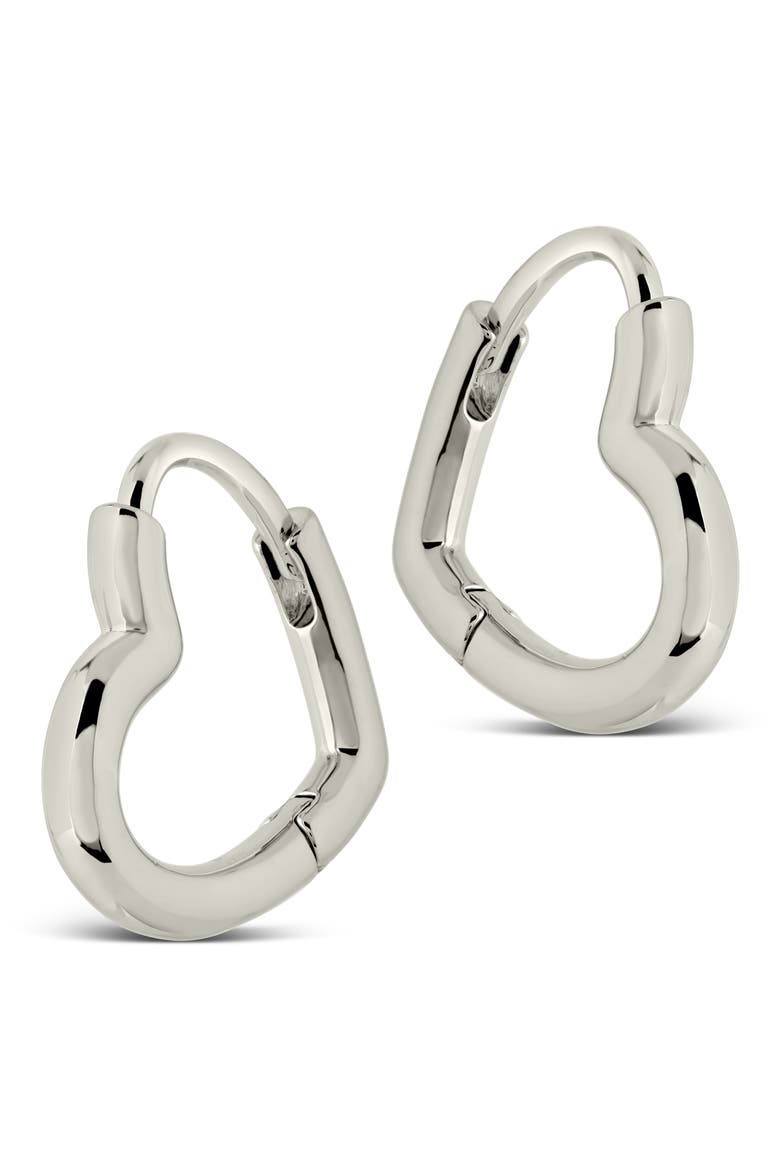 Elle Heart Hoop Earrings, Main, color, SILVER