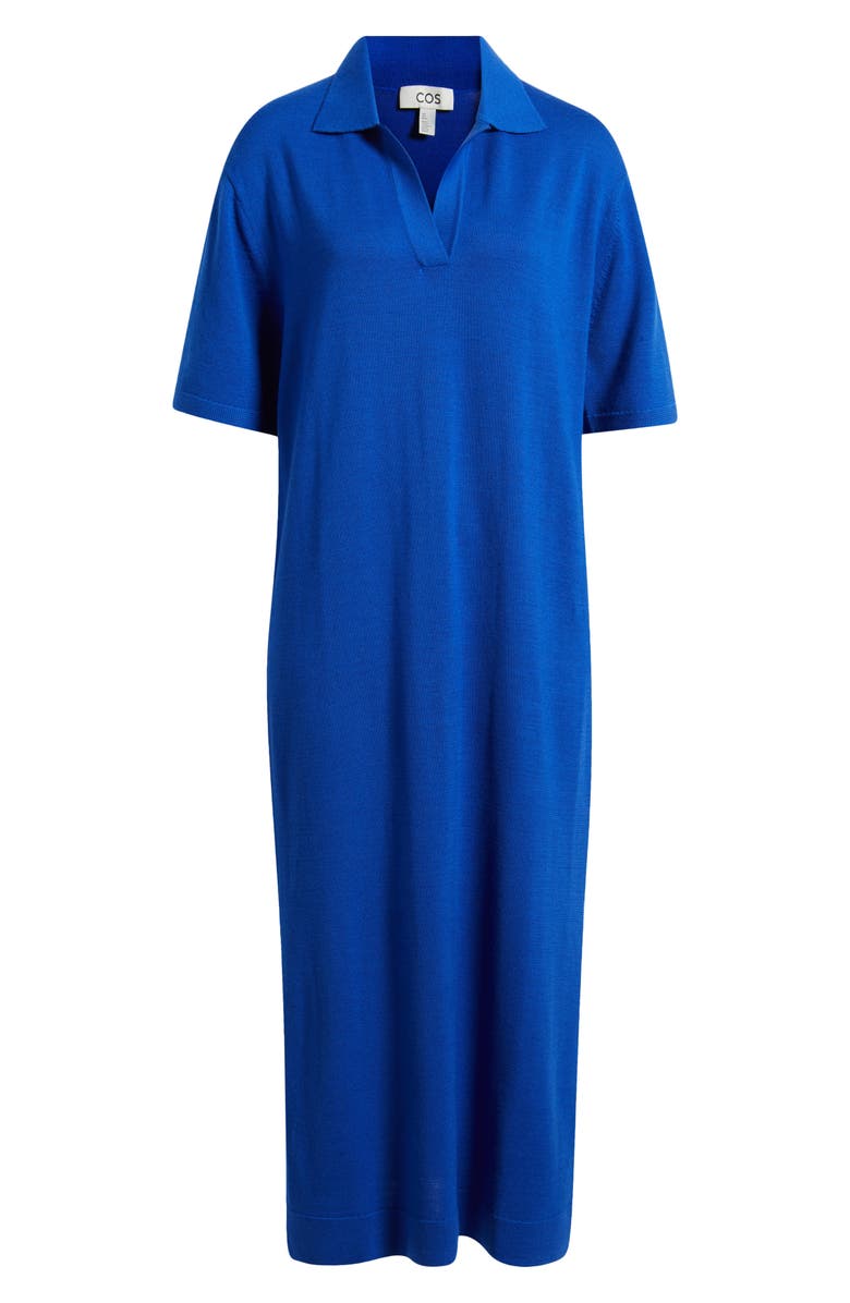 COS Merino Wool Polo Dress, Alternate, color, Blue Medium