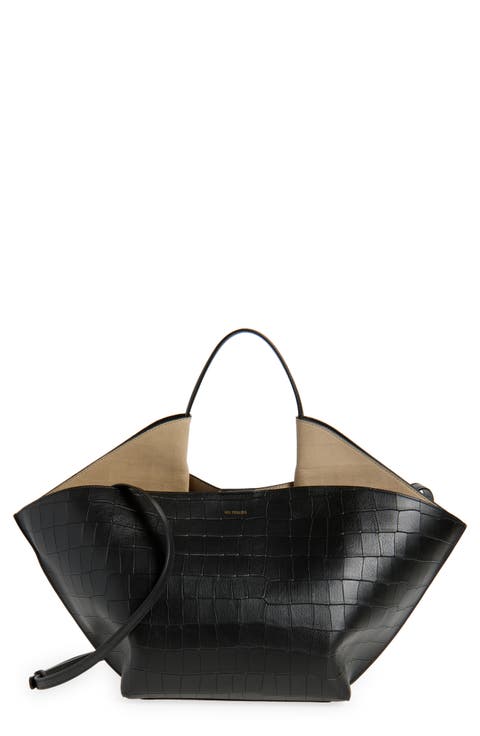 Medium Ann Croc Embossed Leather Tote