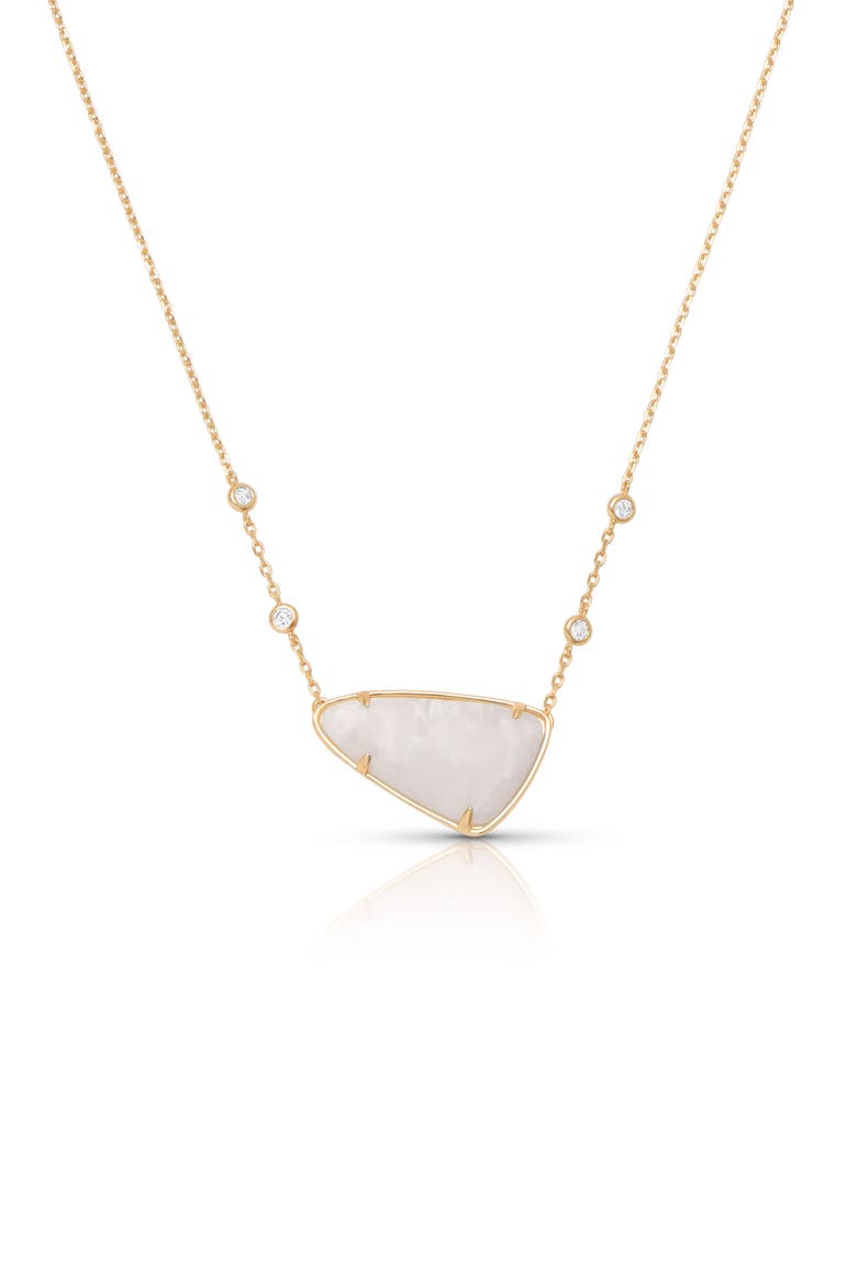 Geometric Reconstituted Stone Pendant Necklace, Main, color, BONE