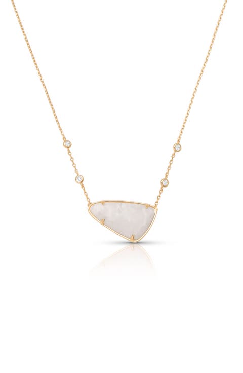 Geometric Reconstituted Stone Pendant Necklace