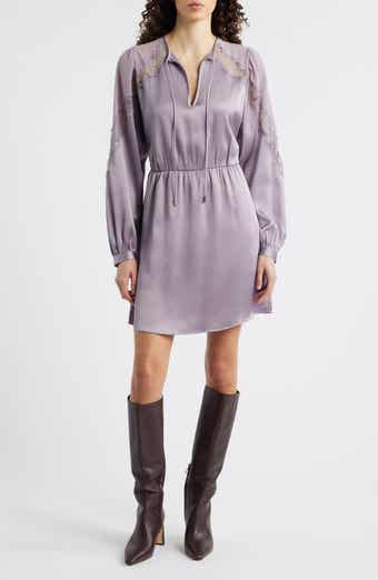 BOSS Dlassys Long Sleeve Satin & Lace Dress