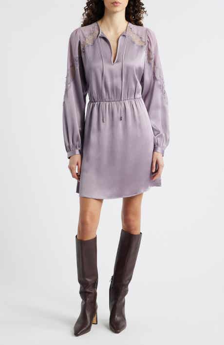 BOSS Dlassys Long Sleeve Satin & Lace Dress