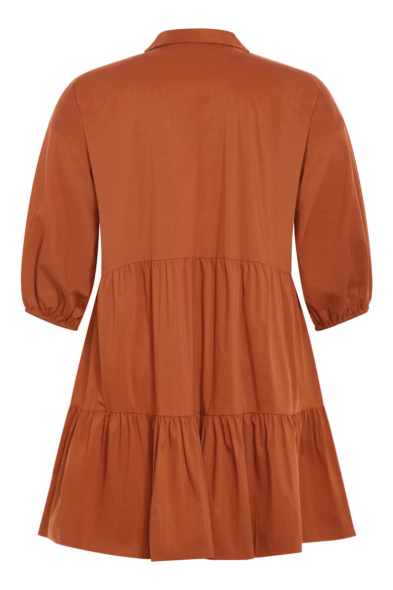 Kiara Balloon Sleeve Tiered Shirtdress, Alternate, color, TOFFEE