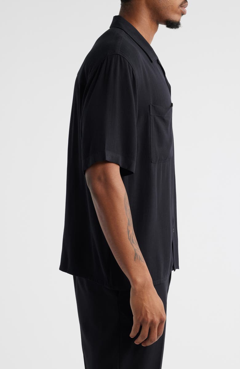 Open Edit Solid Camp Shirt, Alternate, color, Black Caviar