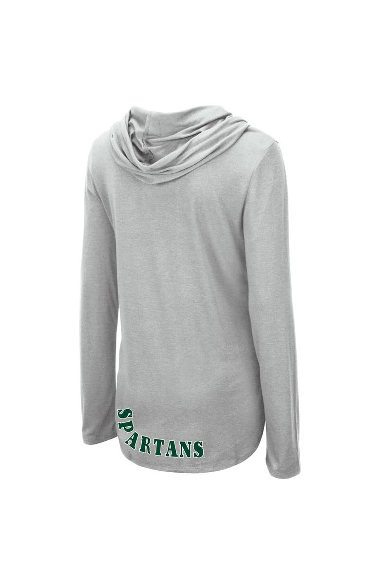 COLOSSEUM Women's Colosseum Heather Gray Michigan State Spartans My Lover Lightweight Hooded Long Sleeve T-Shirt, Alternate, color, Heather Gray