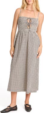 Billabong Beach Check Midi Dress