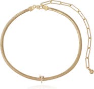 Ettika Pavé Cubic Zirconia Initial Charm Necklace