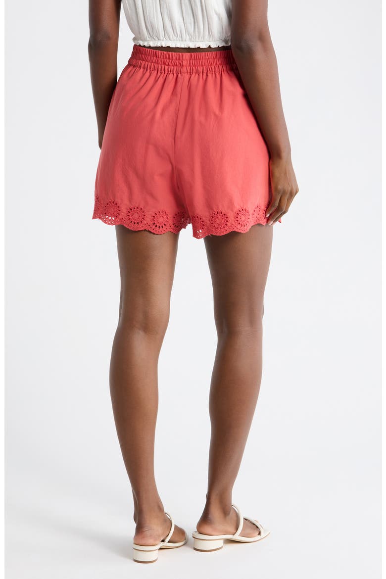 Embroidered Cotton Shorts, Alternate, color, SOLID CRANBERRY