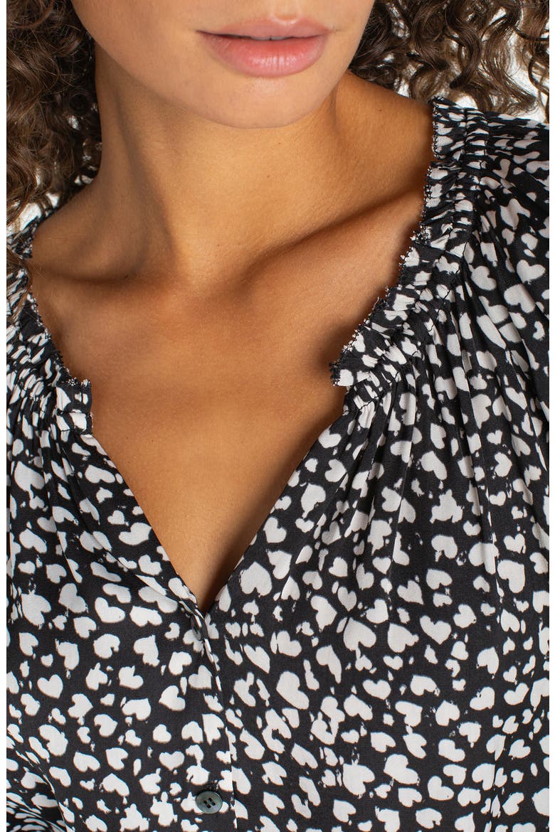 Front Button Top, Alternate, color, BLACK/ CREAM HEARTS