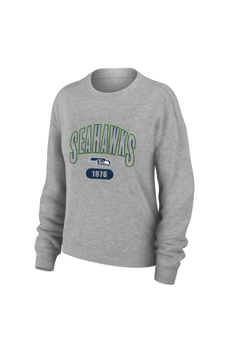 WEAR by Erin Andrews Women's WEAR by Erin Andrews Heather Gray Seattle Seahawks Knit Long Sleeve Tri-Blend T-Shirt & Pants Sleep Set, Alternate, color, Heather Gray