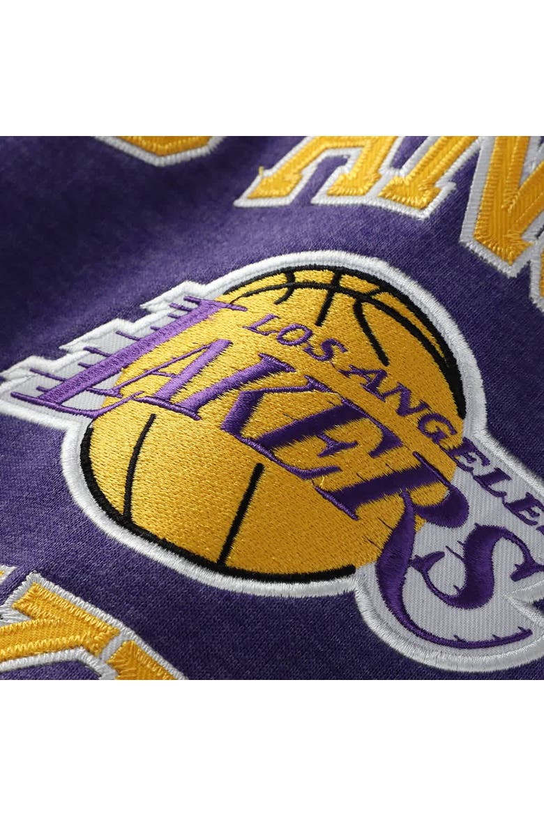 Men's Mitchell & Ness Heather Purple Los Angeles Lakers Hardwood Classics Big & Tall Crewneck Sweatshirt, Alternate, color, Heather Purple
