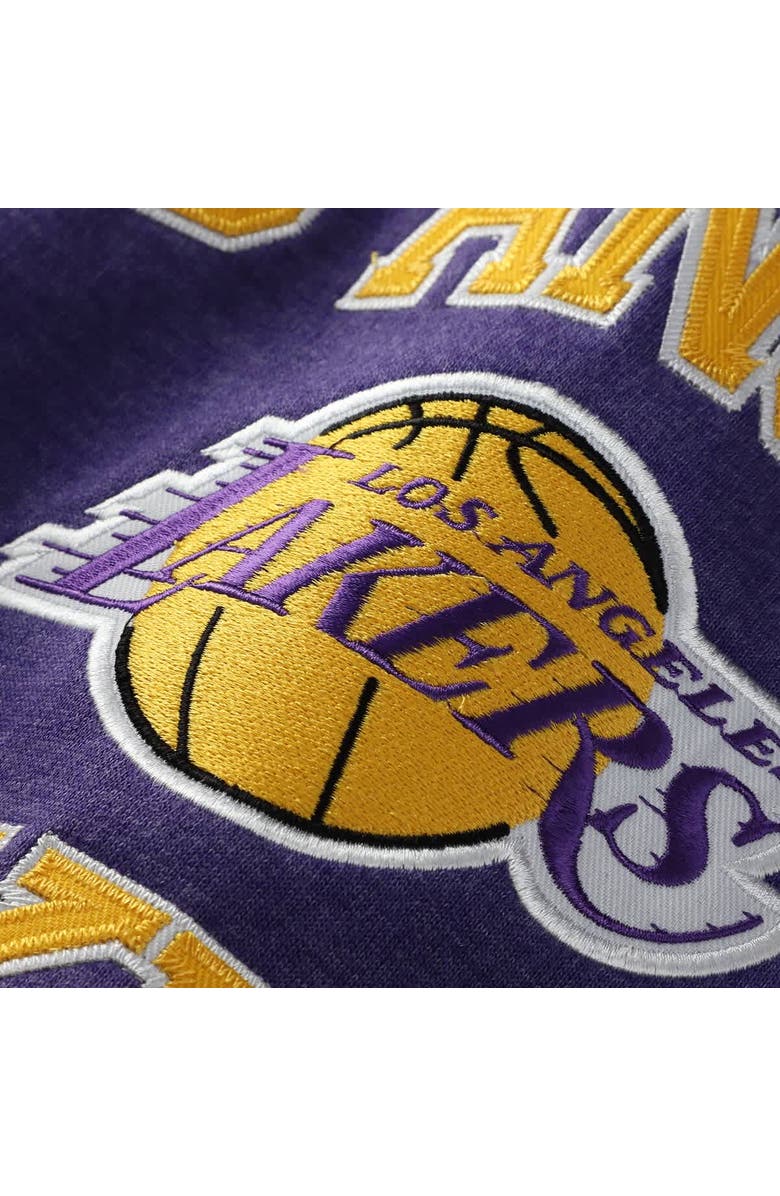 Mitchell & Ness Men's Mitchell & Ness Heather Purple Los Angeles Lakers Hardwood Classics Big & Tall Crewneck Sweatshirt, Alternate, color, Heather Purple