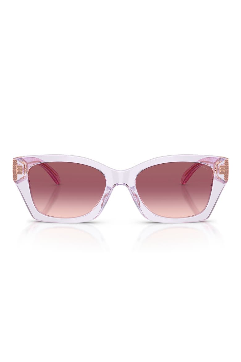 54mm Gradient Rectangular Sunglasses, Main, color, TRANSPARENT IRIS / PURPLE PINK