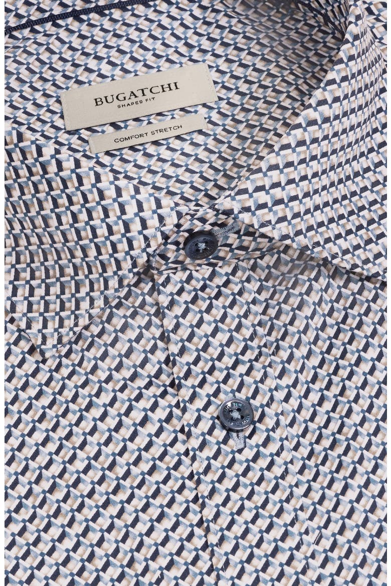 Axel Shaped Printed Long Sleeve Button Up Shirt, Alternate, color, TEAL